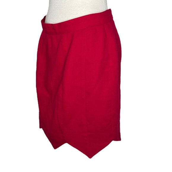 Vintage 1980's Gemma Kahng New York Red Wool Mini Skirt Size 12 - Picture 11 of 11